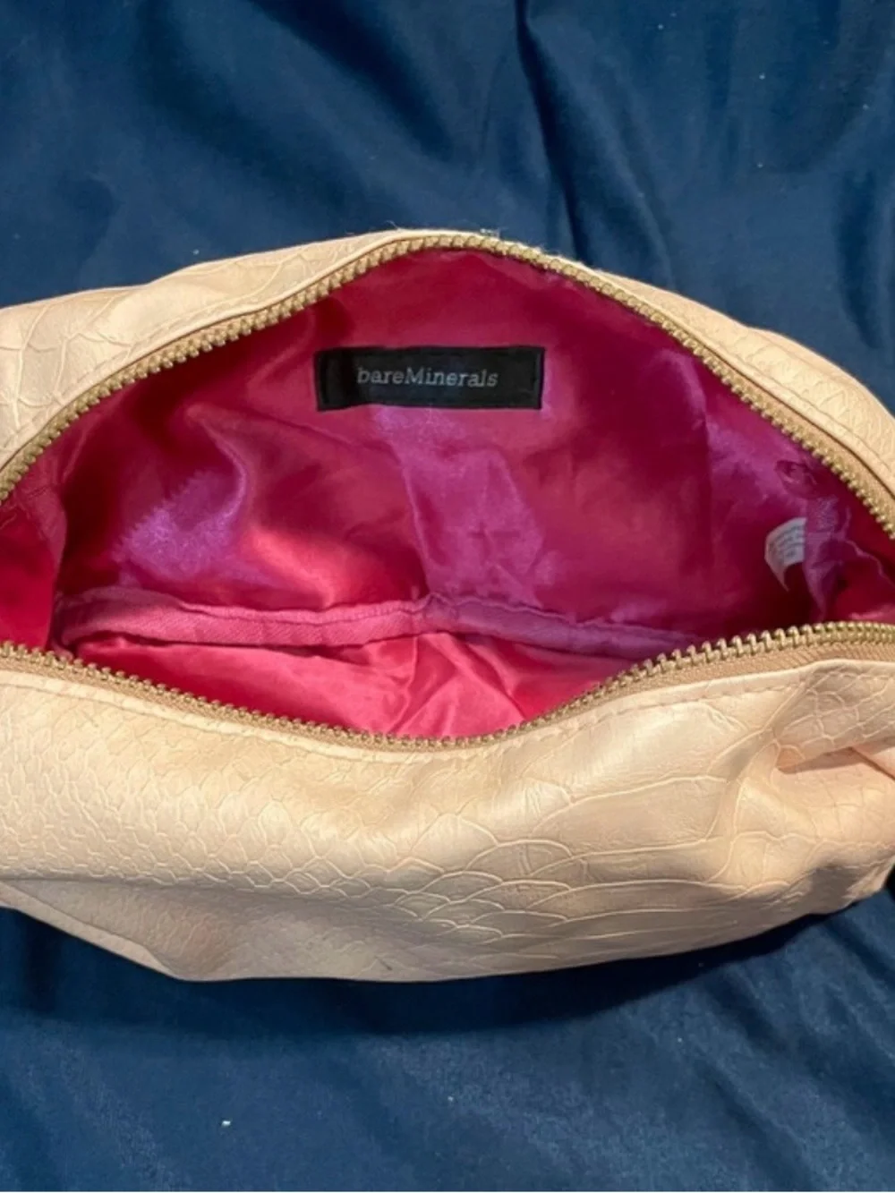 bareMinerals Blush Pink Snake-Embossed Cosmetic Makeup Bag